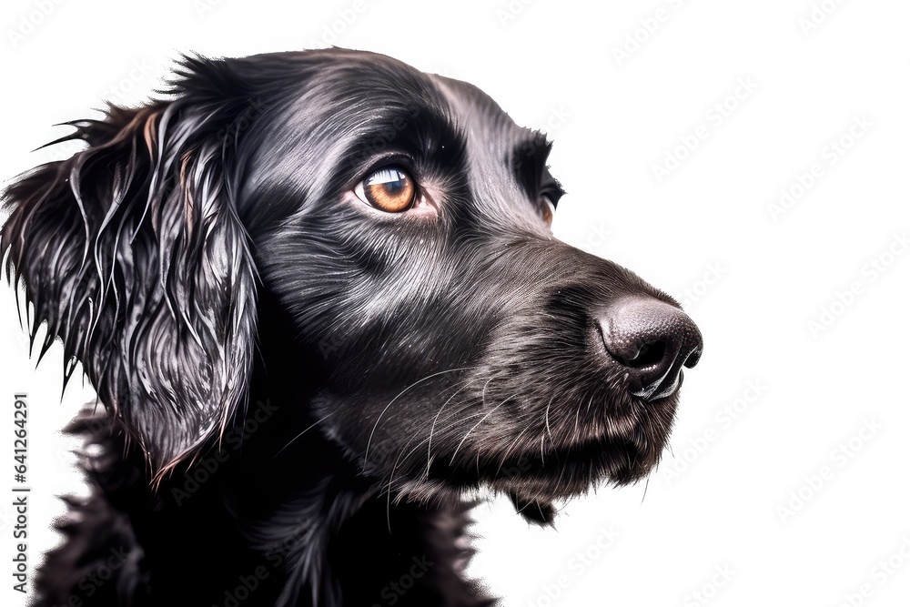 Dog photo realistic illustration - Generative AI. Dog photo realistic illustration - Generative AI.