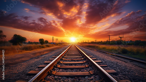 A perspective shot of railway tracks stretching into the distance