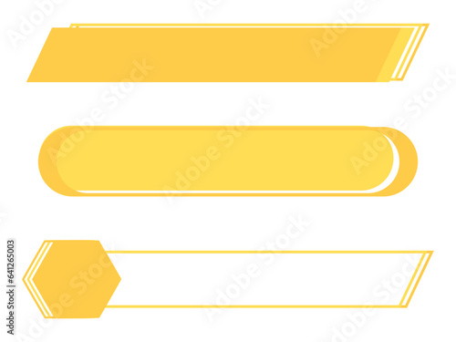 Set of yellow banner signs isolated on white background vector illustration.