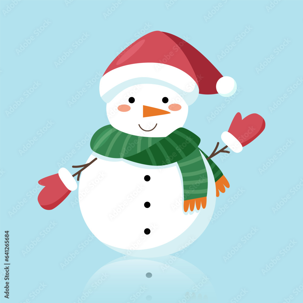 Christmas and winter concept. Snowman in Santas hat. Christmas and winter concept. Snowman in Santas hat.