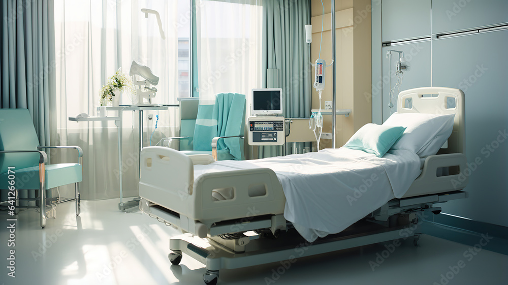 A hospital bed equipped with monitoring devices A hospital bed equipped with monitoring devices