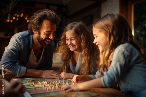 Family Playing Board Games And Laughing Together  Generative AI