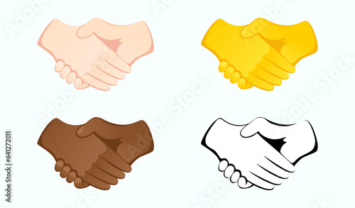 Handshake icon of various skin tones. Hand gesture emoji vector illustration.
