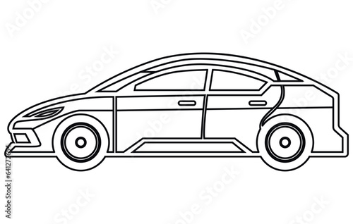 Hybrid car vector outline , A hand drawn line Hybrid Car logo ,