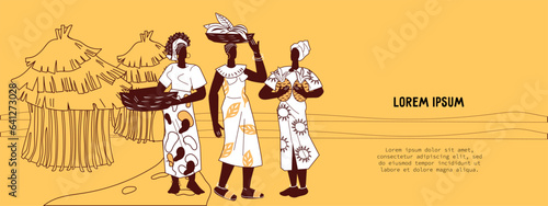 African culture Festival banner or flyer template for event of traditional music, dance, art and African cuisine, flat vector illustration.