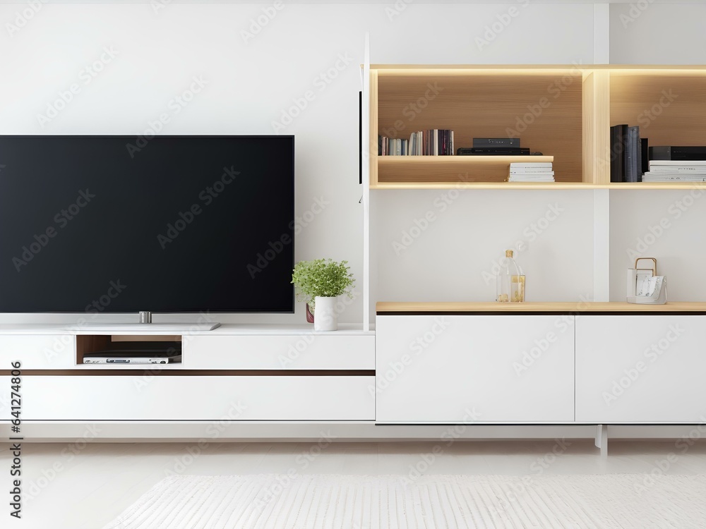 Tv on cabinet in modern living room Tv on cabinet in modern living room