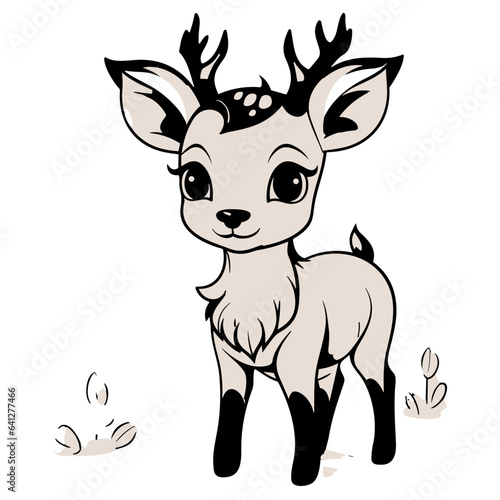 Cute, Reindeer, Illustration, Festive, Christmas, Holiday, black and white