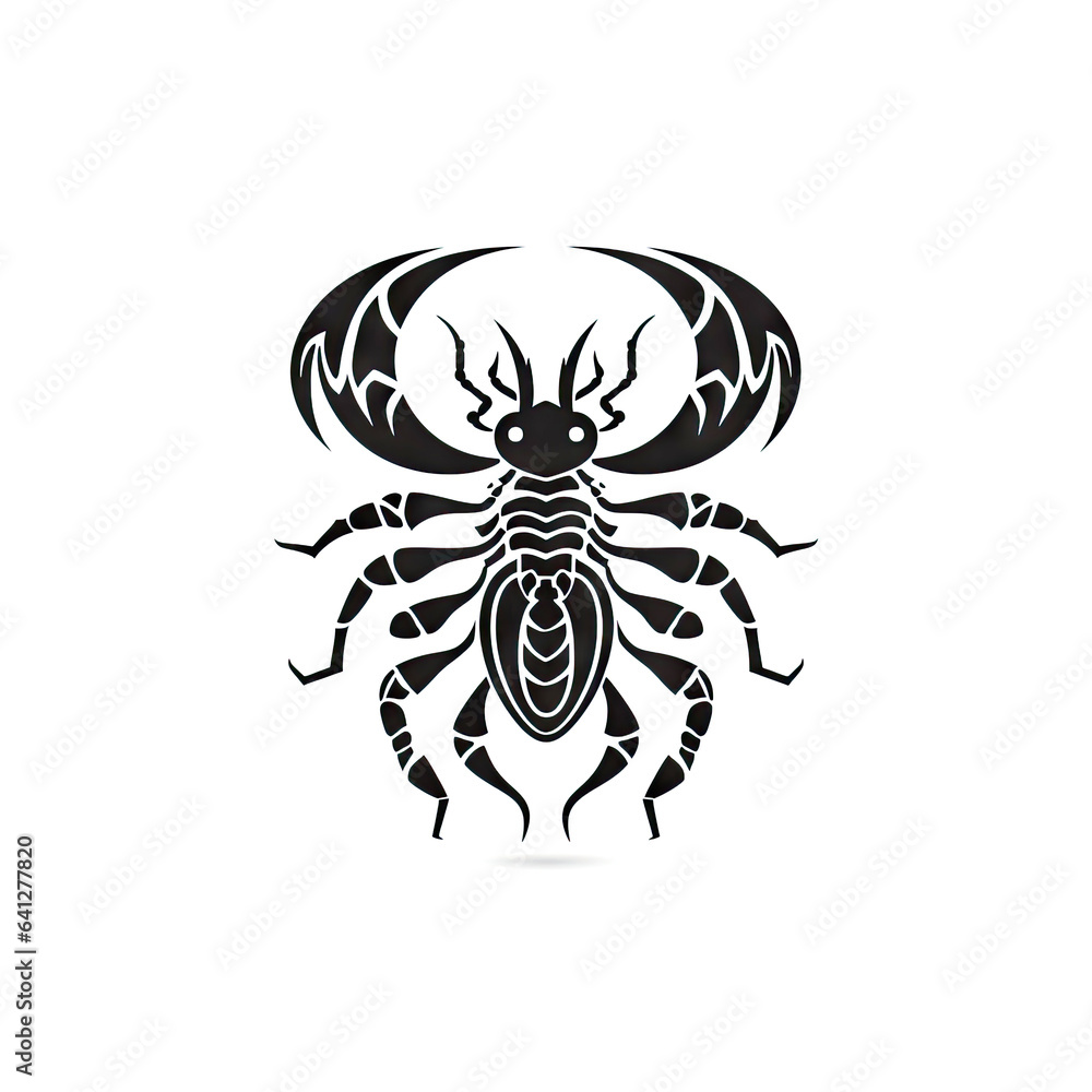 Obraz premium Ornate Scorpio Icon, Scorpion Isolated, Chinese Horoscope Minimal Scorpius Symbol on White