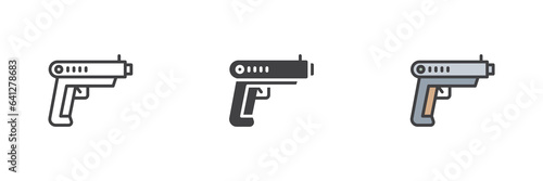 Pistol handgun different style icon set