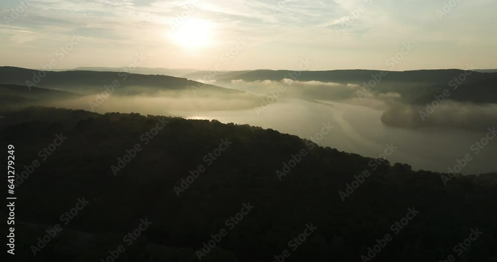 Atmospheric Nature Landscape On Lake Fort Smith State Park In Crawford County, Arkansas, United States. Aerial Drone Shot Atmospheric Nature Landscape On Lake Fort Smith State Park In Crawford County, Arkansas, United States. Aerial Drone Shot