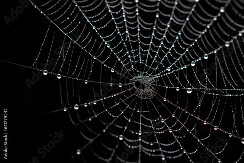 Bright Spider Web On A Dark Black Background Created With The Help Of Artificial Intelligence