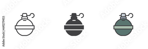 Hand grenade different style icon set
