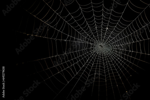 Bright Spider Web On A Dark Black Background Created With The Help Of Artificial Intelligence