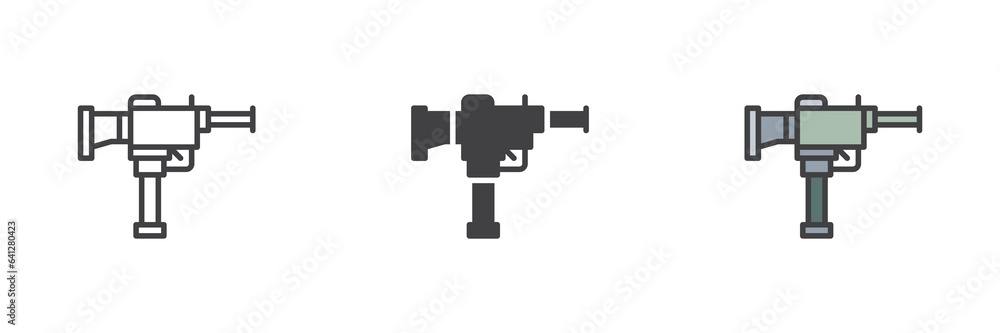 Automatic gun different style icon set Automatic gun different style icon set