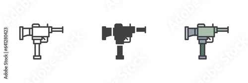 Automatic gun different style icon set