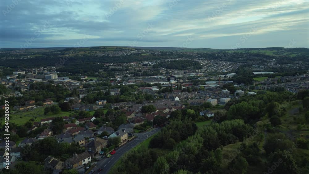 Rising Establishing Drone Shot Over Wrose in Bradford Suburbs Rising Establishing Drone Shot Over Wrose in Bradford Suburbs