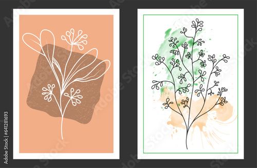 A set of hand-drawn paintings for interior design of premises. Minimalist designs for prints, paintings, posters and creative ideas