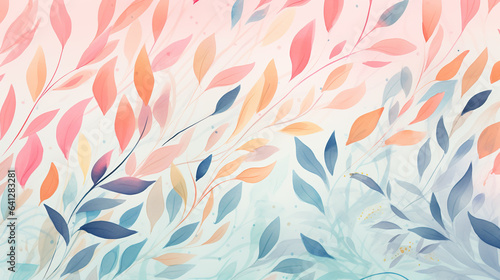 Design a pattern using watercolor-style brushstrokes, painterly textures, and other artistic elements. leaves , This pattern would be perfect for businesses in the art or creative industries,