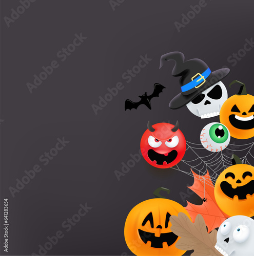 Halloween sale banner. Halloween banner with cute characters photo