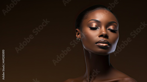 Portrait of a beautiful black woman. Skin care concept