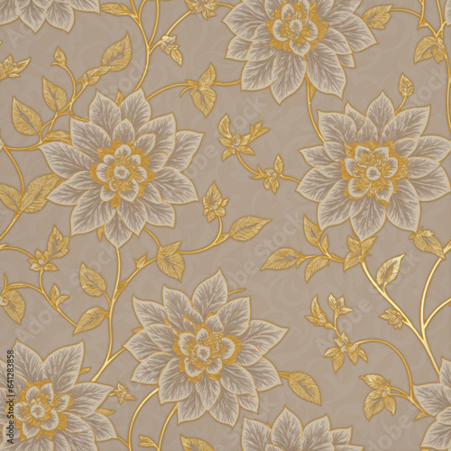 Golden Symmetry in Bloom: Intricate Floral Design on White