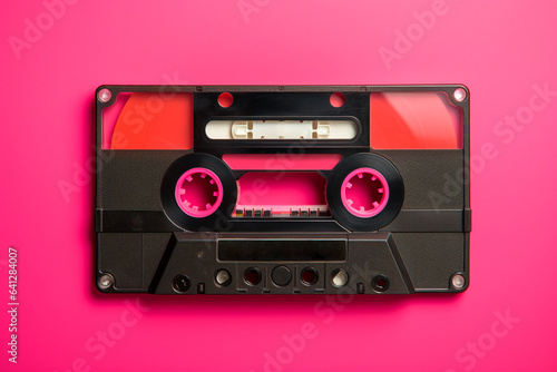 Generative ai isolated old colorful cassette audio tape 1990 style