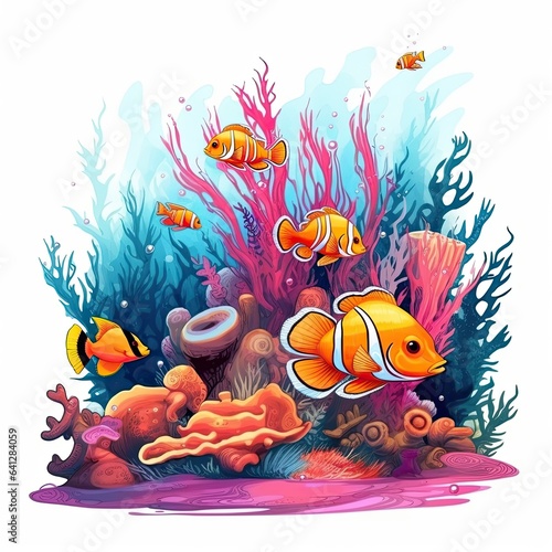 a beautiful illustration of the underwater world on a white background. 