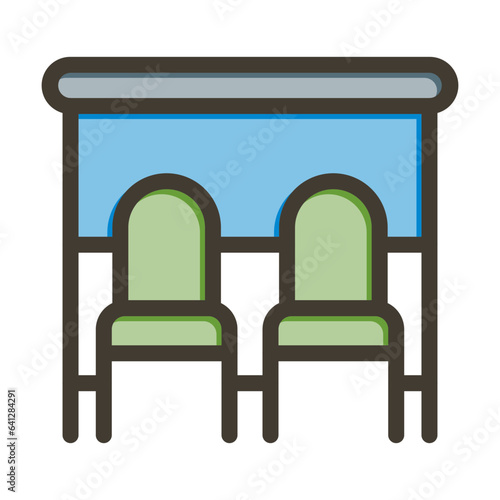 Bus Stop Vector Thick Line Filled Colors Icon Design Vector Thick Line Filled Colors Icon Design