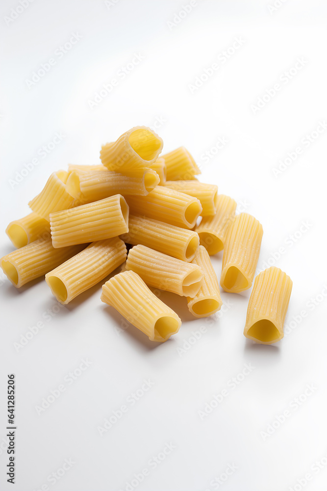 Raw rigatoni pasta isolated on white background. Raw rigatoni pasta isolated on white background.