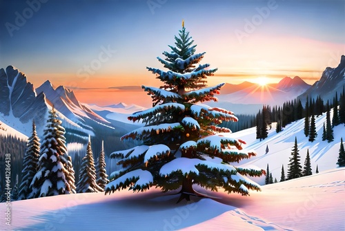 christmas tree in the snow © usman