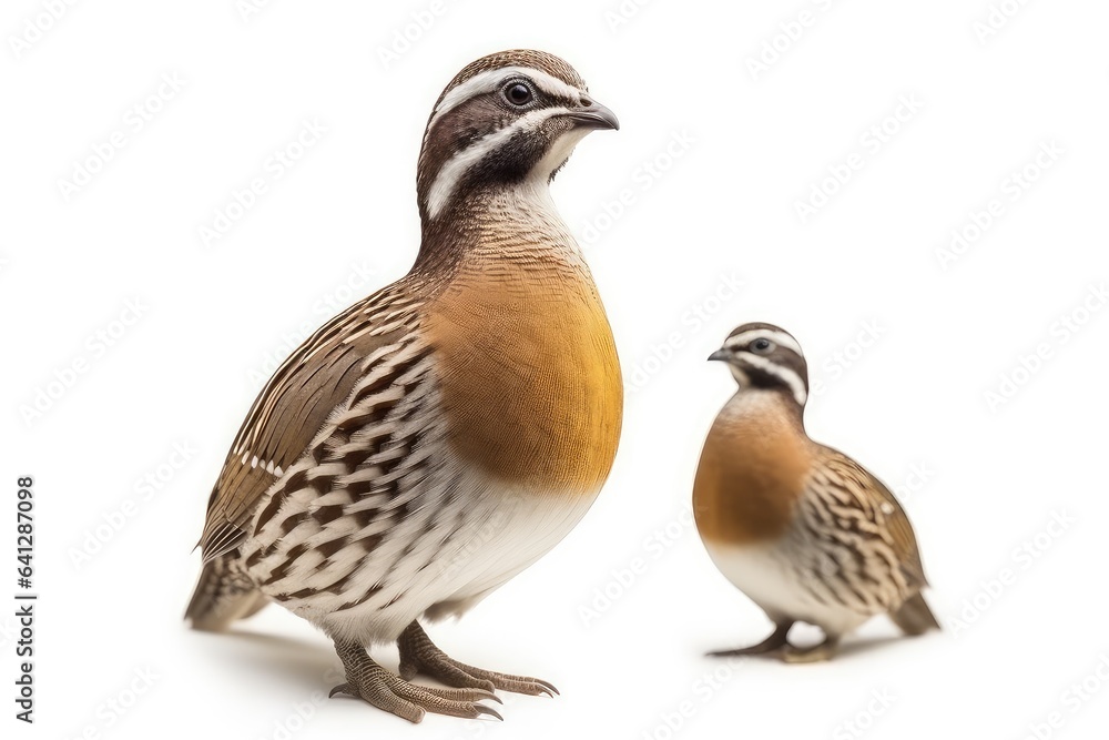 Quail photo realistic illustration - Generative AI. Quail photo realistic illustration - Generative AI.