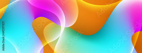 Gradient background with colorful morphing shapes. Metaball spheres. Morphing colorful blobs. Vector 3d illustration. Abstract 3d background. Liquid colors. Decoration for banner or sign design