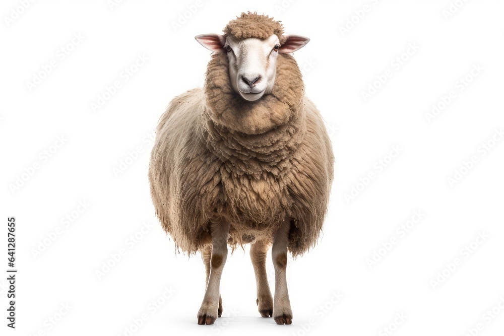 Fototapeta premium Sheep photo realistic illustration - Generative AI.