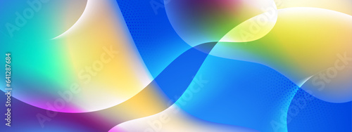 Gradient background with colorful morphing shapes. Metaball spheres. Morphing colorful blobs. Vector 3d illustration. Abstract 3d background. Liquid colors. Decoration for banner or sign design