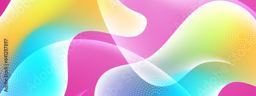 Gradient background with colorful morphing shapes. Metaball spheres. Morphing colorful blobs. Vector 3d illustration. Abstract 3d background. Liquid colors. Decoration for banner or sign design