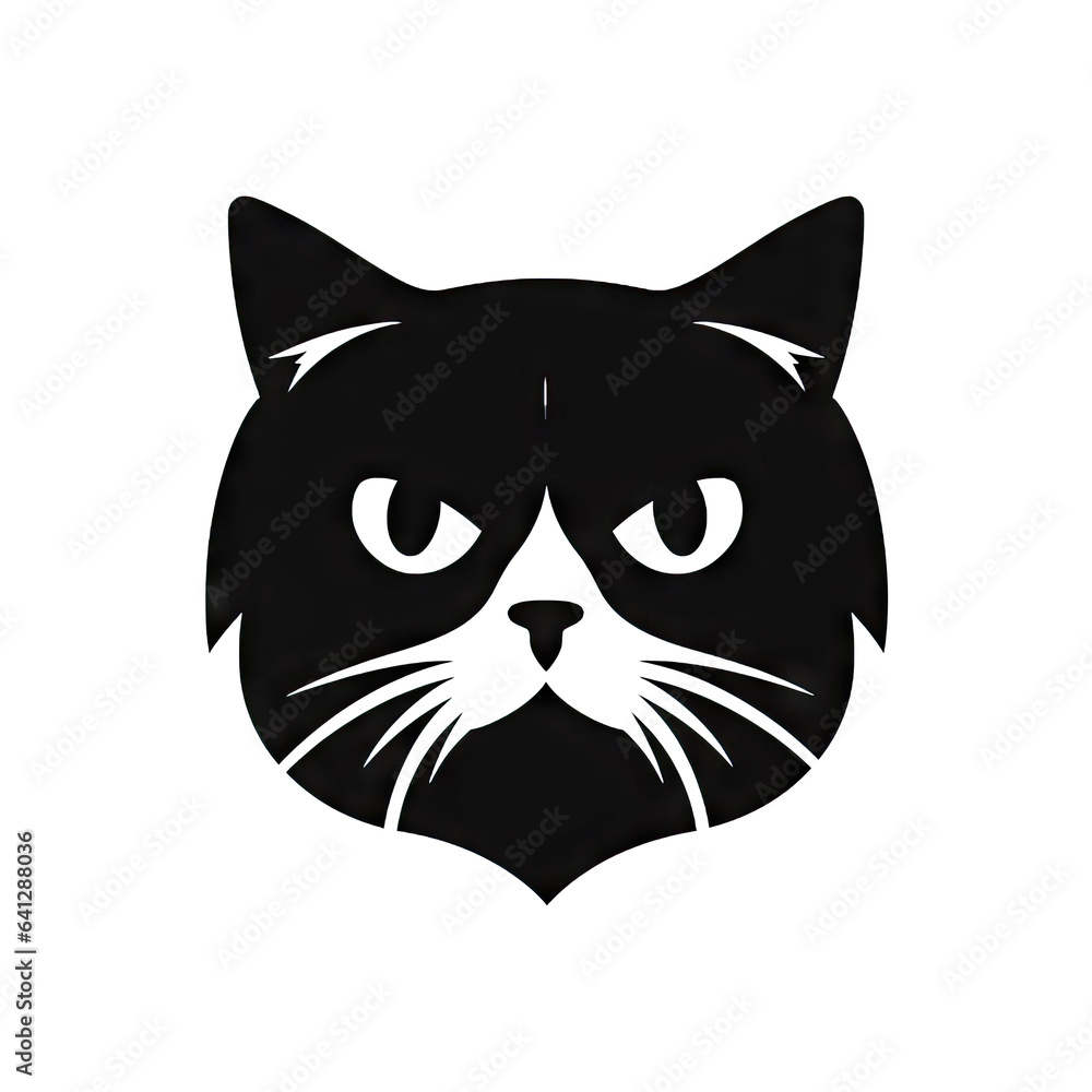Obraz premium Cat Silhouette Icon Isolated, Animal Black, Pet Symbol on White Background