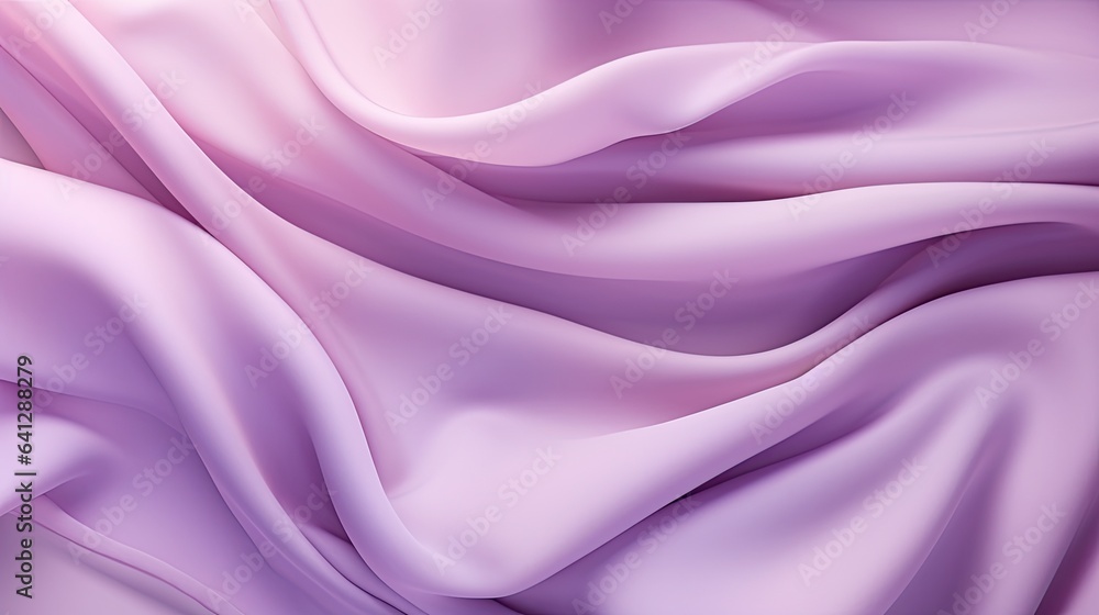 Fototapeta premium A fluid silk background texture in lavender shades, highlighting gentle ripples and soft folds flat lay.