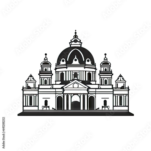 Wallpaper Mural Italian Palace Icon Isolated, Ancient Church Silhouette, Italian Castle, Historical Architecture Minimal Design Torontodigital.ca
