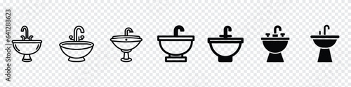 Sink icon set. Sink Icon, Sink Icon set, Silhouette basin, Wash basin, Faucet icons set in thin line style, Sink, Wash Basin Icon Logo Design Vector Template