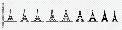 Eiffel tower icon vector, Eiffel towers in Paris. Eiffel tower icon, Travel and holiday symbols, Eiffel Tower, Paris. France flat vector illustration. Tower icon isolated on white background. © MdAtaurRahman