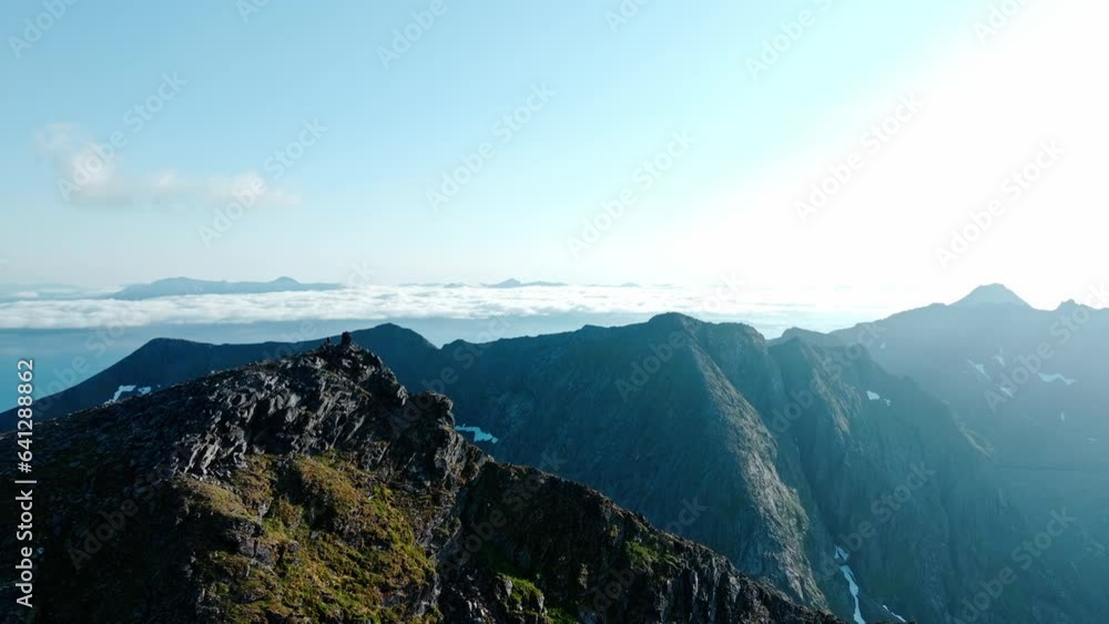 Aerial Above Lonketind Mountain In The Island Of Senja In Norway. Aerial Above Lonketind Mountain In The Island Of Senja In Norway.