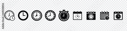 Simple Set of Time Related Vector Line Icons. calendar Vector icon, Clock icon, Time and clock color line icons. Vector linear icon set. Time and date icon