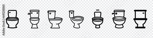 Toilet icon isolated logo on white background, toilet bowl, Toilet icon, Toilet line icon bowl sanitaryware vector bathroom. Bidet bathroom line icon, Toilets cleaning linear icons. 