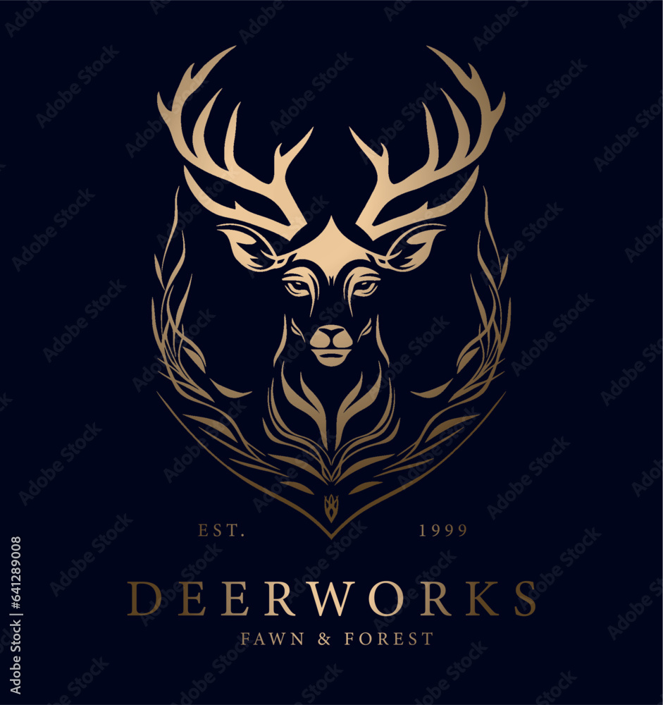Fototapeta premium Deer logo Luxury Illustration Vector Logo, Royal Deer