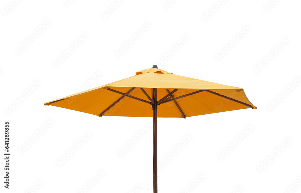 Yellow heat shield umbrella isolated on white background.