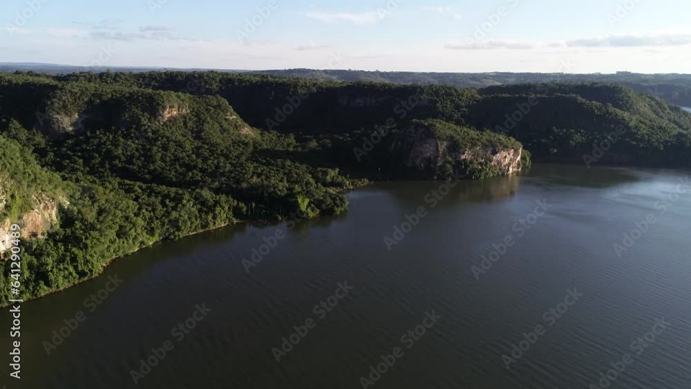 Flying Towards Wild Green Nature In Parana River, Teyu Cuare Park, Argentina Flying Towards Wild Green Nature In Parana River, Teyu Cuare Park, Argentina
