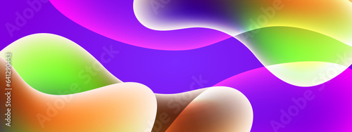 Gradient background with colorful morphing shapes. Metaball spheres. Morphing colorful blobs. Vector 3d illustration. Abstract 3d background. Liquid colors. Decoration for banner or sign design
