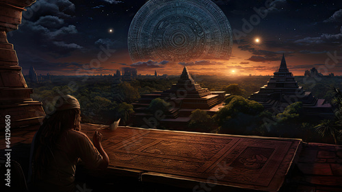 Foto Ancient Mayan astronomers observing celestial events