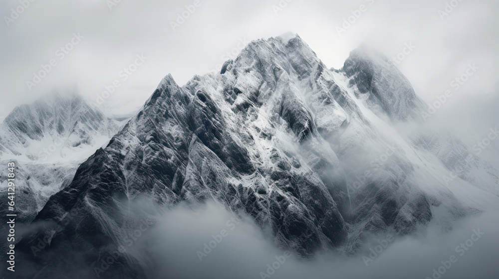 Majestic mountain peaks covered in a blanket of snow