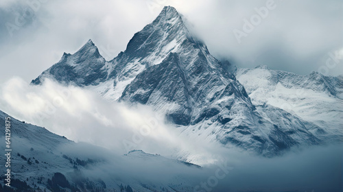 Majestic mountain peaks covered in a blanket of snow © javier